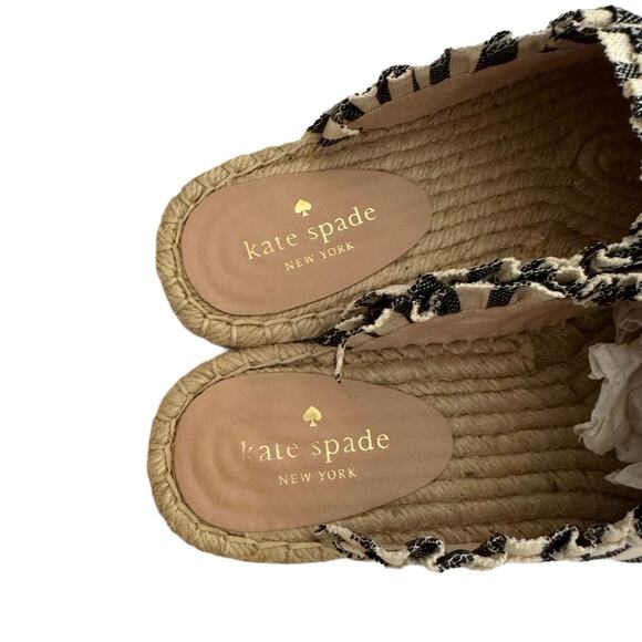 Kate Spade Laila Striped Canvas Espadrille Slip on Mules - Picture 7 of 9